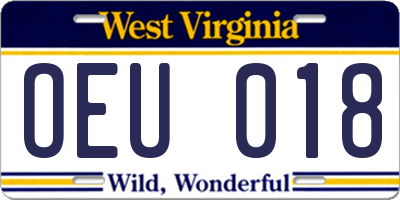 WV license plate OEU018