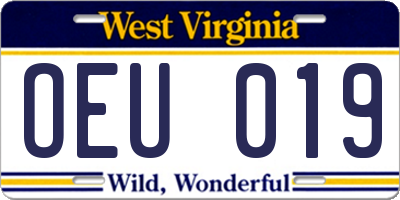 WV license plate OEU019