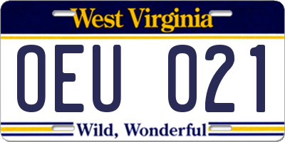 WV license plate OEU021