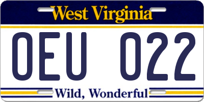 WV license plate OEU022