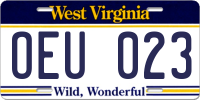 WV license plate OEU023