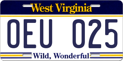 WV license plate OEU025
