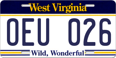 WV license plate OEU026