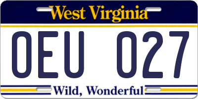 WV license plate OEU027