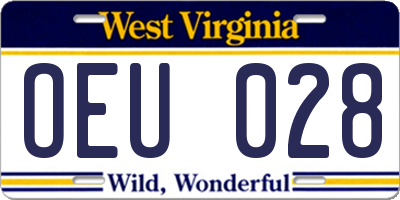 WV license plate OEU028