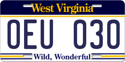WV license plate OEU030