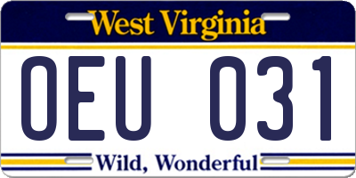 WV license plate OEU031
