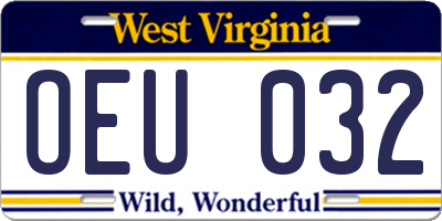 WV license plate OEU032
