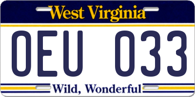 WV license plate OEU033