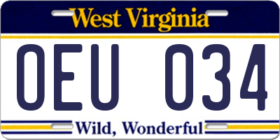 WV license plate OEU034