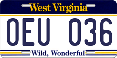 WV license plate OEU036