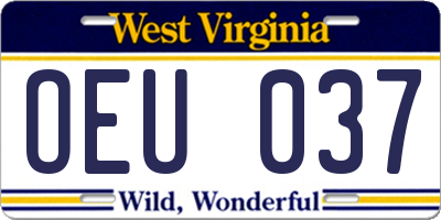 WV license plate OEU037