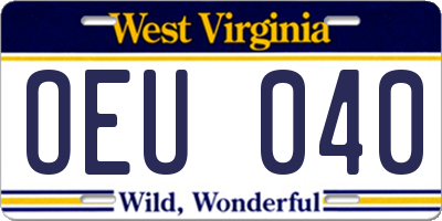 WV license plate OEU040
