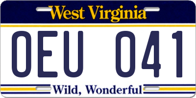 WV license plate OEU041