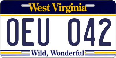 WV license plate OEU042