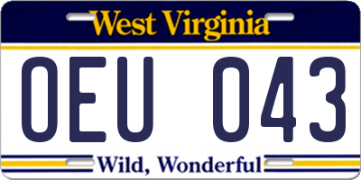 WV license plate OEU043