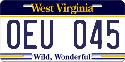 WV license plate OEU045