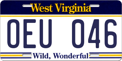 WV license plate OEU046