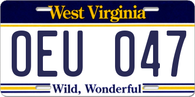 WV license plate OEU047