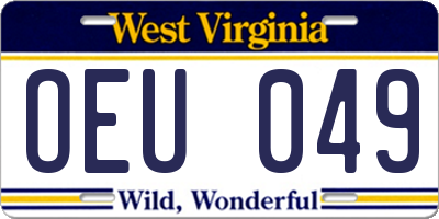 WV license plate OEU049