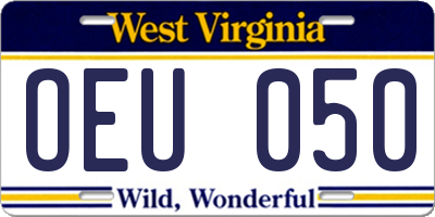 WV license plate OEU050