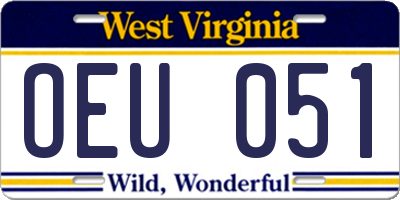 WV license plate OEU051