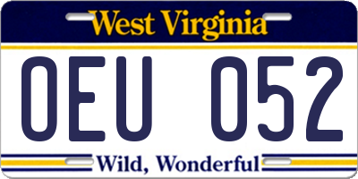 WV license plate OEU052