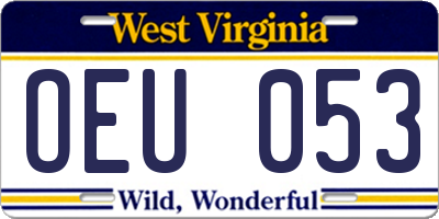 WV license plate OEU053