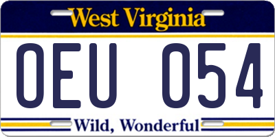 WV license plate OEU054