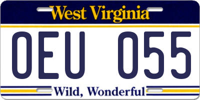 WV license plate OEU055