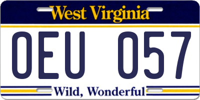 WV license plate OEU057