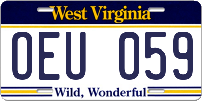WV license plate OEU059