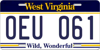 WV license plate OEU061