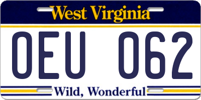 WV license plate OEU062