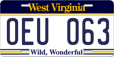 WV license plate OEU063