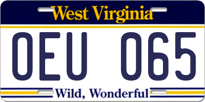 WV license plate OEU065