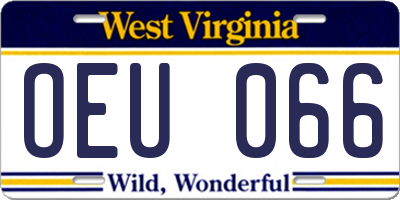 WV license plate OEU066