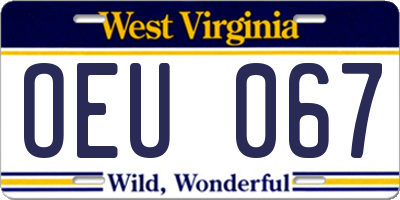 WV license plate OEU067