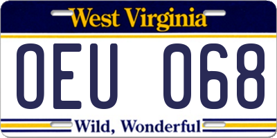 WV license plate OEU068