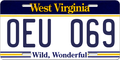 WV license plate OEU069