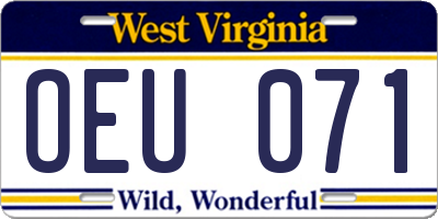 WV license plate OEU071