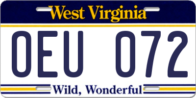 WV license plate OEU072