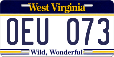 WV license plate OEU073
