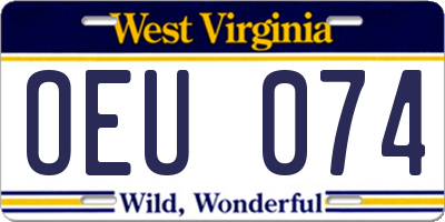 WV license plate OEU074