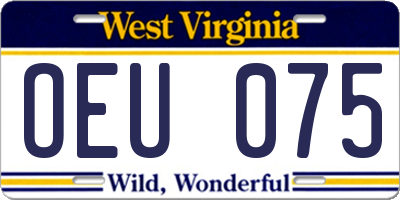 WV license plate OEU075