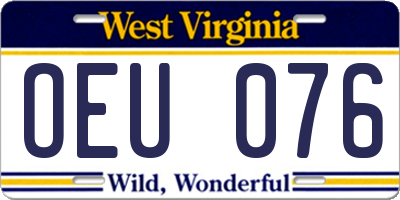 WV license plate OEU076
