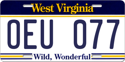 WV license plate OEU077