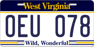 WV license plate OEU078