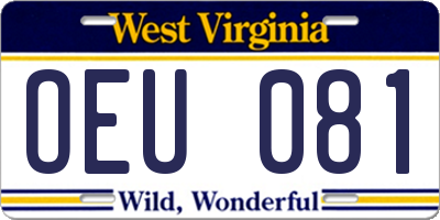 WV license plate OEU081