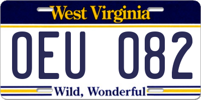 WV license plate OEU082